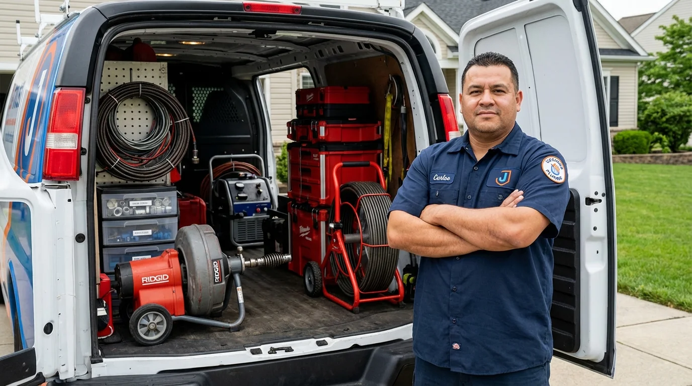 Professional drain cleaning equipment and Johns Plumbing LLC plumber in South Fallsburg