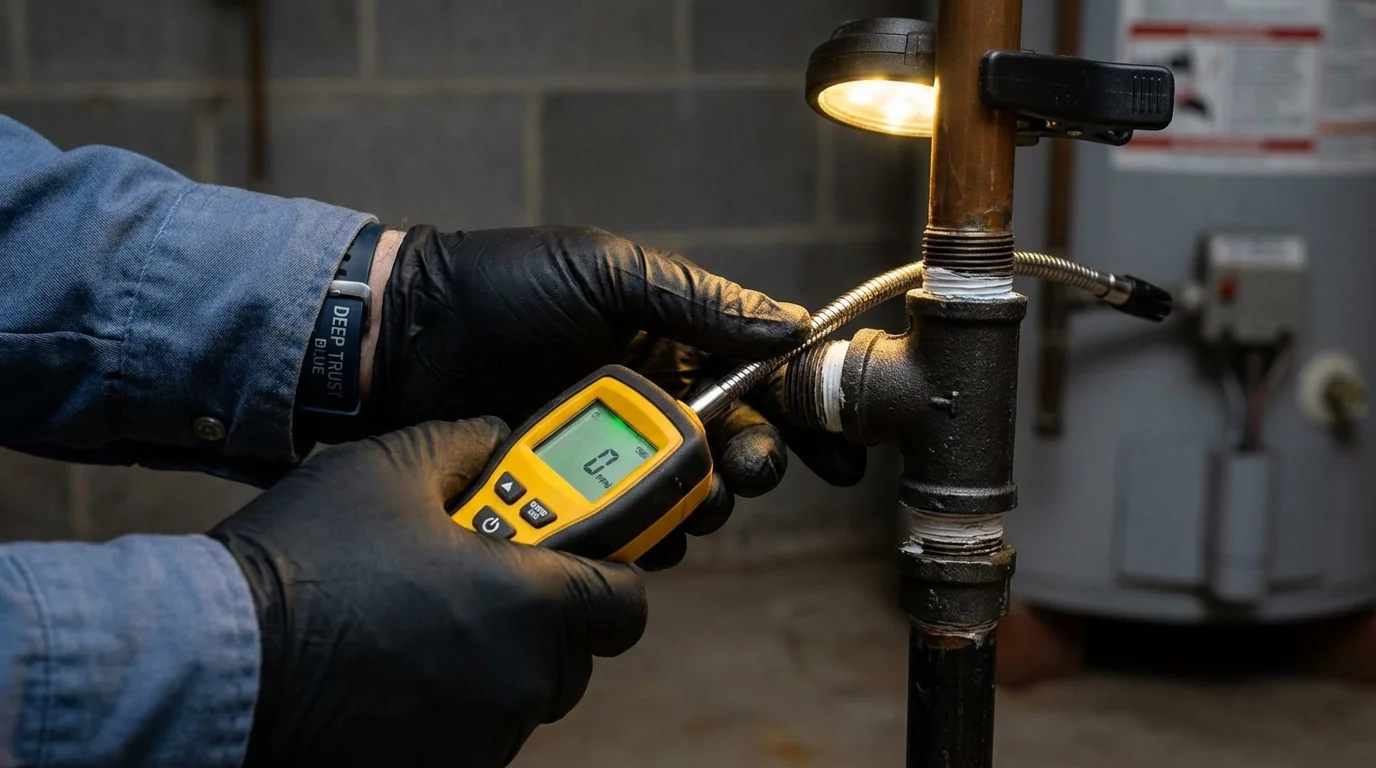 Gas leak detection with electronic sniffer by Johns Plumbing LLC in South Fallsburg
